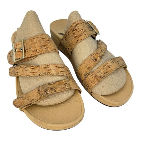 Vionic Rio Women’s Gold Cork Platform Strappy Orthotic Slides Sandals Size 10 - Picture 1 of 7